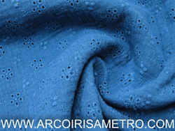 Musselina bordada - Azul