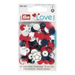 PRYM LOVE - KAM PLASTIC SNAPS - RED, WHITE AND BLUE STARS