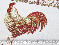 Tecido Goblin - Painel com 4  Individuais Galos  - 48 x 35cm