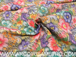 Tecido 3D flores crochet