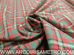 XADREZ - VERDE COM  DOURADO METALICO