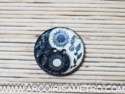 COCONUT BUTTON - SUNFLOWER IN BnW - 30MM