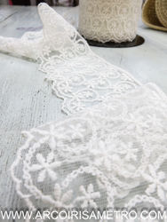 RENDA TULE COM MALMEQUERES 8 cm - marfim