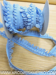 WAVY RUFFLE - WITH POMPONS - BABY BLUE