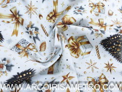 PANAMA - FUNDO BRANCO COM LAÇOS DOURADOS COM 2,80 MT