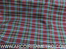 TECIDO ESCOCES BORDEAUX COM DOURADO