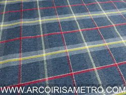 TECIDO ESCOCES CINZENTO CHUMBO  COM DOURADO