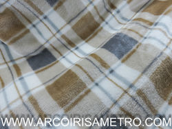 CHECK POLAR FLEESE FABRIC  - TANS