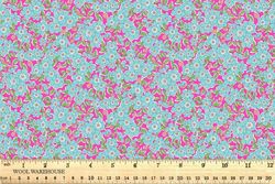 Liberty Fabrics - Gifts from the Garden - Flowering Blossom - Blue on Fuchsia (01667491/ C) 